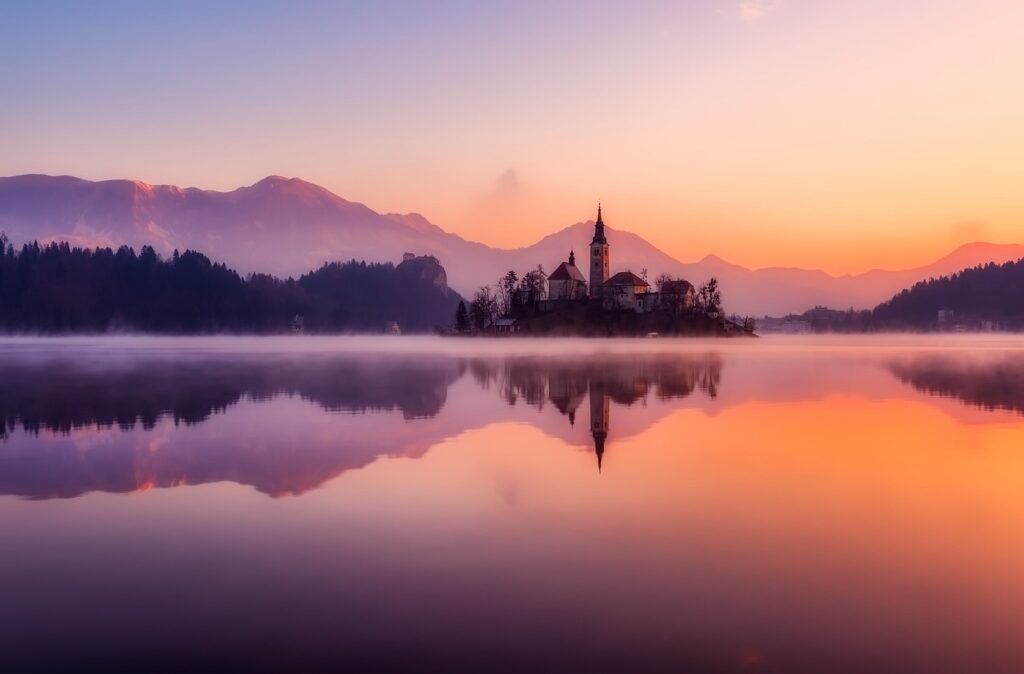 lake, sunset, reflection, water reflection, mirroring, mirror image, mountains, forests, woods, dusk, twilight, afterglow, calm waters, dawn, bled, slovenia, island, sunrise, morning, fog, haze, mist, water, landscape, nature, outdoors, nature wallpaper, lake, sunset, sunset, sunset, mountains, sunrise, morning, water, landscape, landscape, landscape, landscape, landscape, nature